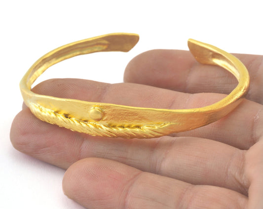 Textured Cuff Bracelet Adjustable Matte Gold Plated Brass (62mm inner size - Adjustable ) OZ3163