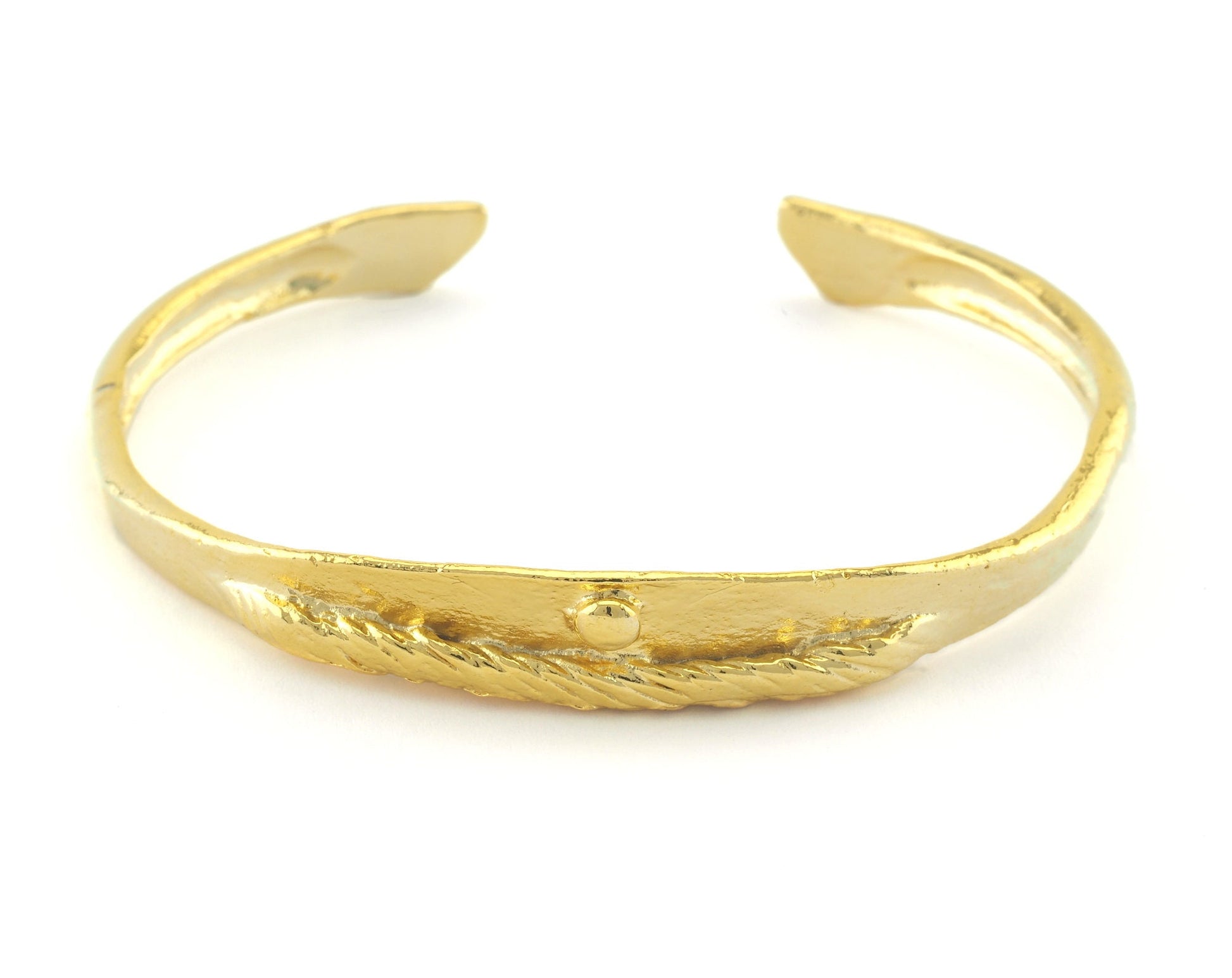 Textured Cuff Bracelet Adjustable Shiny Gold Plated Brass (62mm inner size - Adjustable ) OZ3163