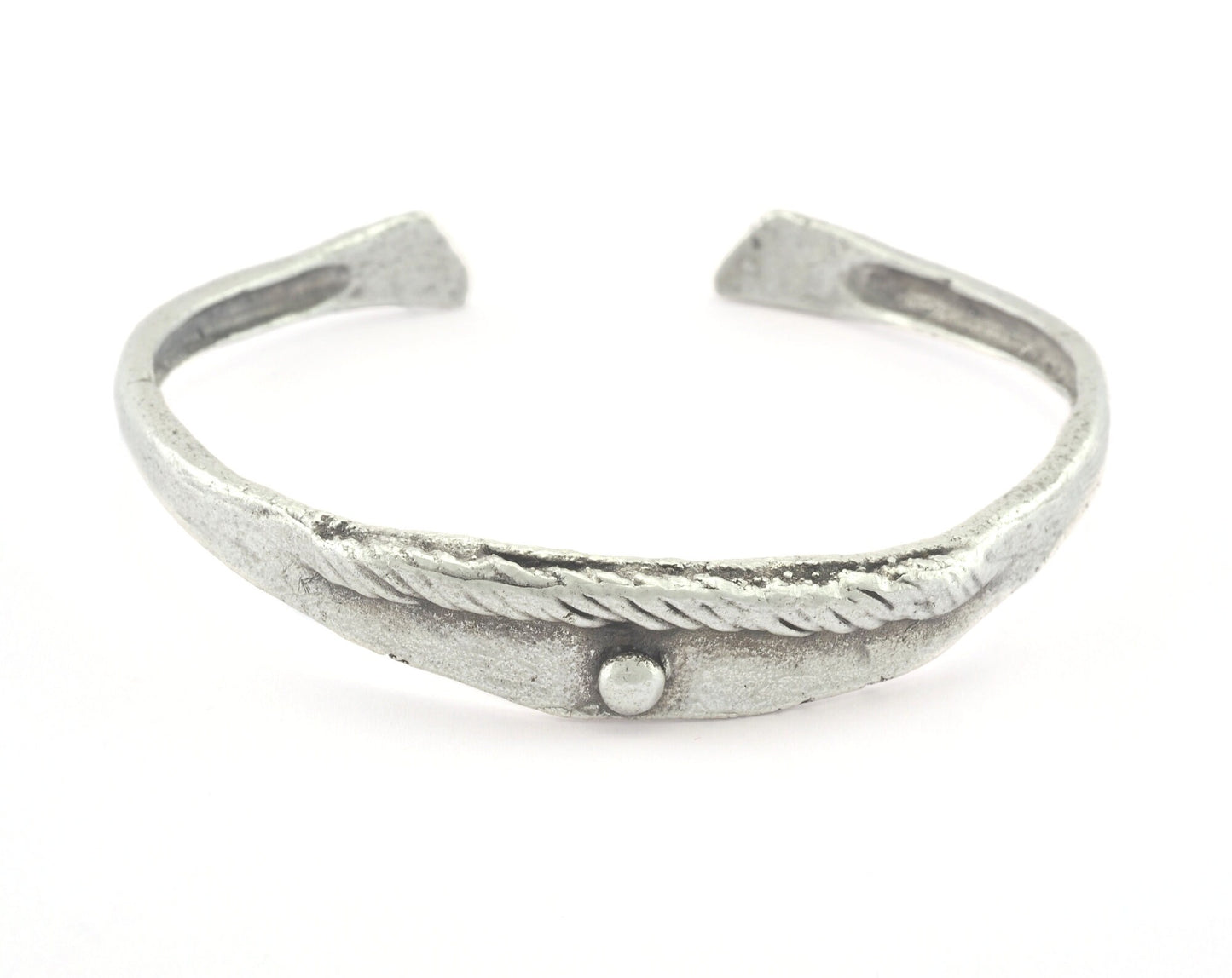 Textured Cuff Bracelet Adjustable Antique Silver Plated Brass (62mm inner size - Adjustable ) OZ3163