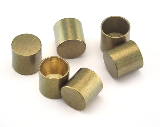 Cord Tip Ends Raw Brass 9x9mm 8mm Inner Ribbon End, Ends Cap, Enc8 OZ2515