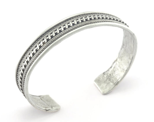 Textured Bracelet Antique Silver Plated Brass (60mm inner size - Adjustable ) OZ3181