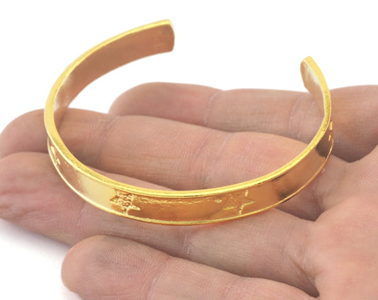 Star Bracelet Adjustable Shiny Gold Plated Brass (57mm inner size - Adjustable ) OZ3157
