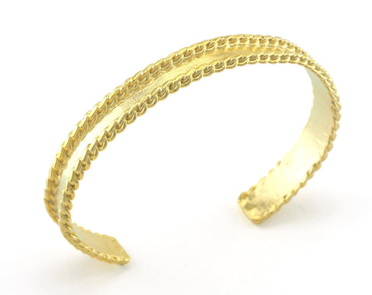Side Swirl Bracelet Adjustable Shiny Gold Plated Brass (64mm inner size - Adjustable ) OZ3151