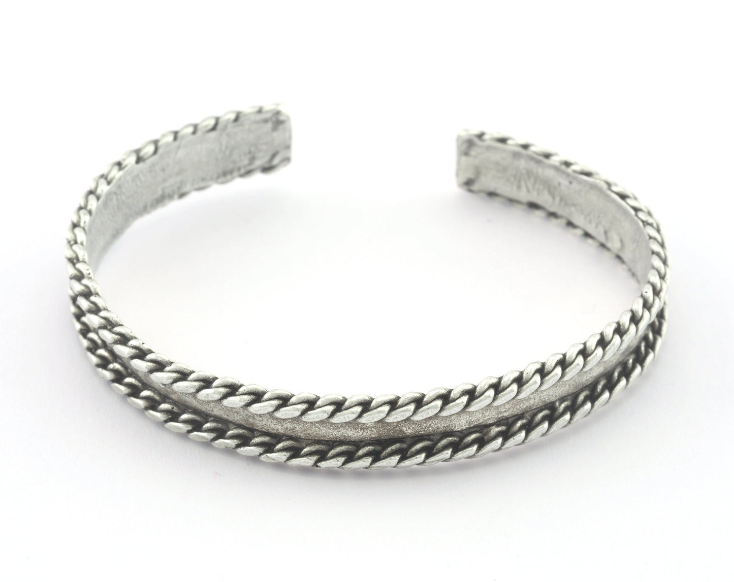 Side Swirl Bracelet Adjustable Antique Silver Plated Brass (64mm inner size - Adjustable ) OZ3151