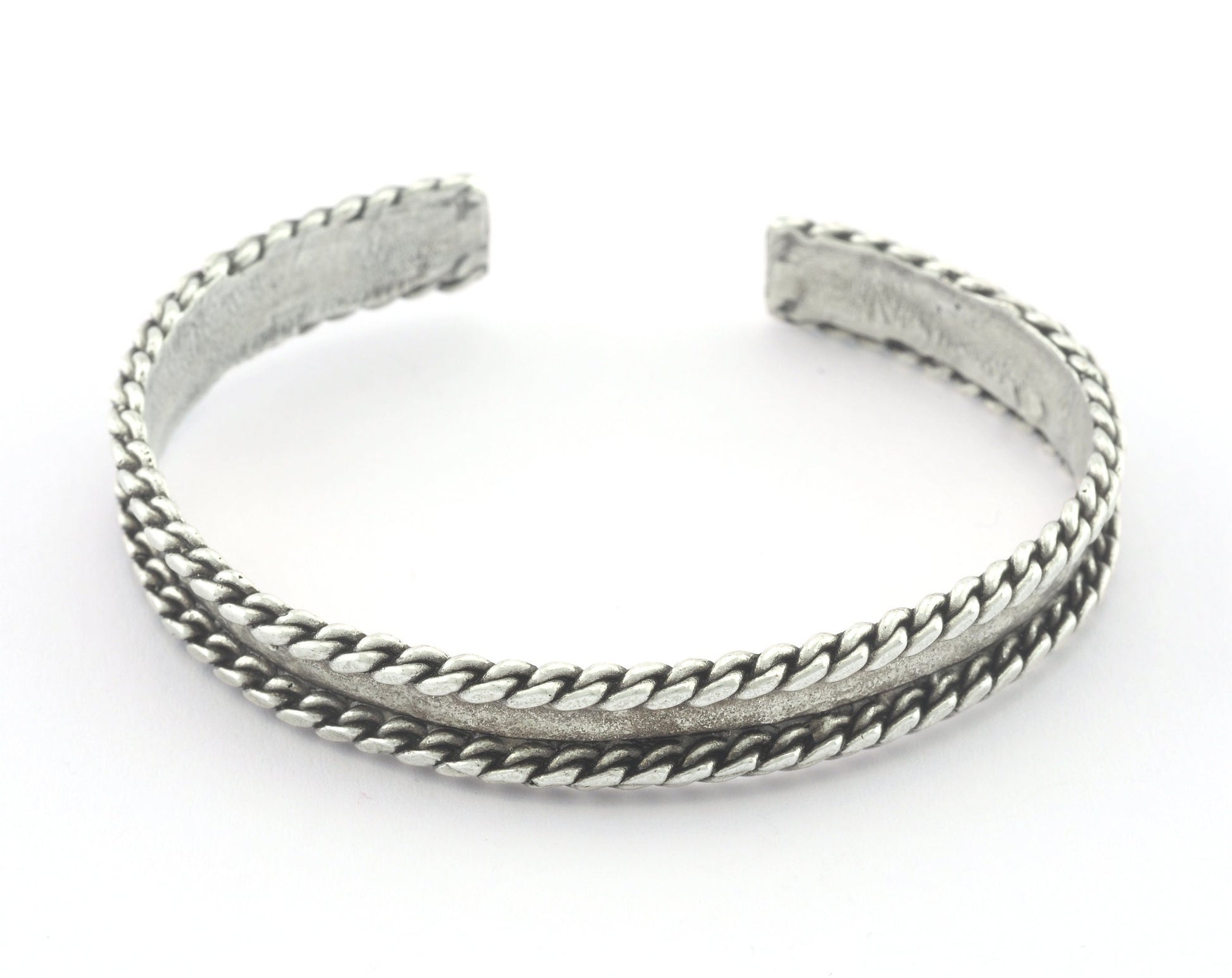 Side Swirl Bracelet Adjustable Antique Silver Plated Brass (64mm inner size - Adjustable ) OZ3151