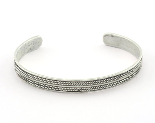 Textured Bracelet Antique Silver Plated Brass Adjustable (64mm inner size - Adjustable ) OZ3170