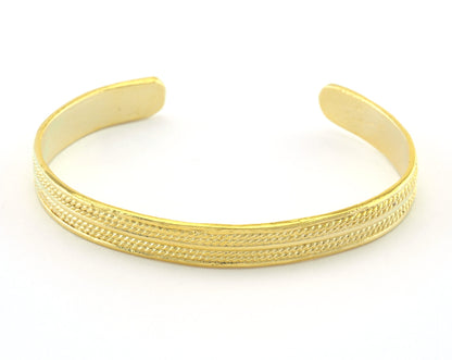 Textured Bracelet Shiny Gold Plated Brass Adjustable (64mm inner size - Adjustable ) OZ3170