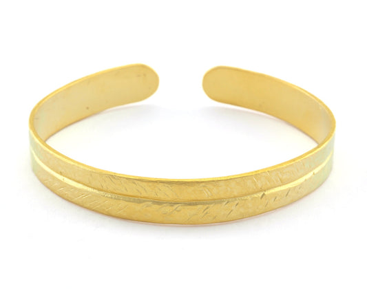 Cuff Bracelet Textured Adjustable Matte Gold Plated Brass (64mm inner size - Adjustable ) OZ3172