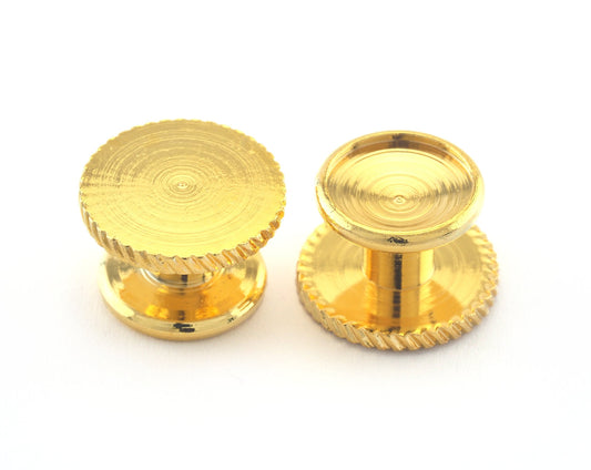 Brass cufflink, 12x8mm 8mm setting Gold Plated brass Shirt Collar Tuxedo Stud 3187