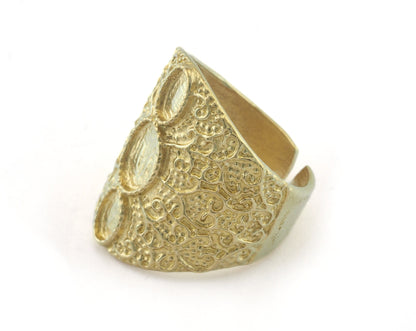 Ring Adjustable Ring Bezel - Raw brass (17mm 7US inner size - Adjustable ) OZ3264