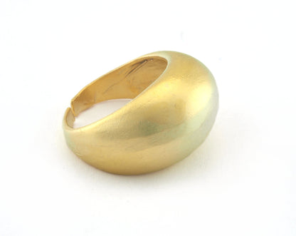 Adjustable Ring Domed (Small) Matte Gold plated Brass (19mm 9US inner size) Oz3069