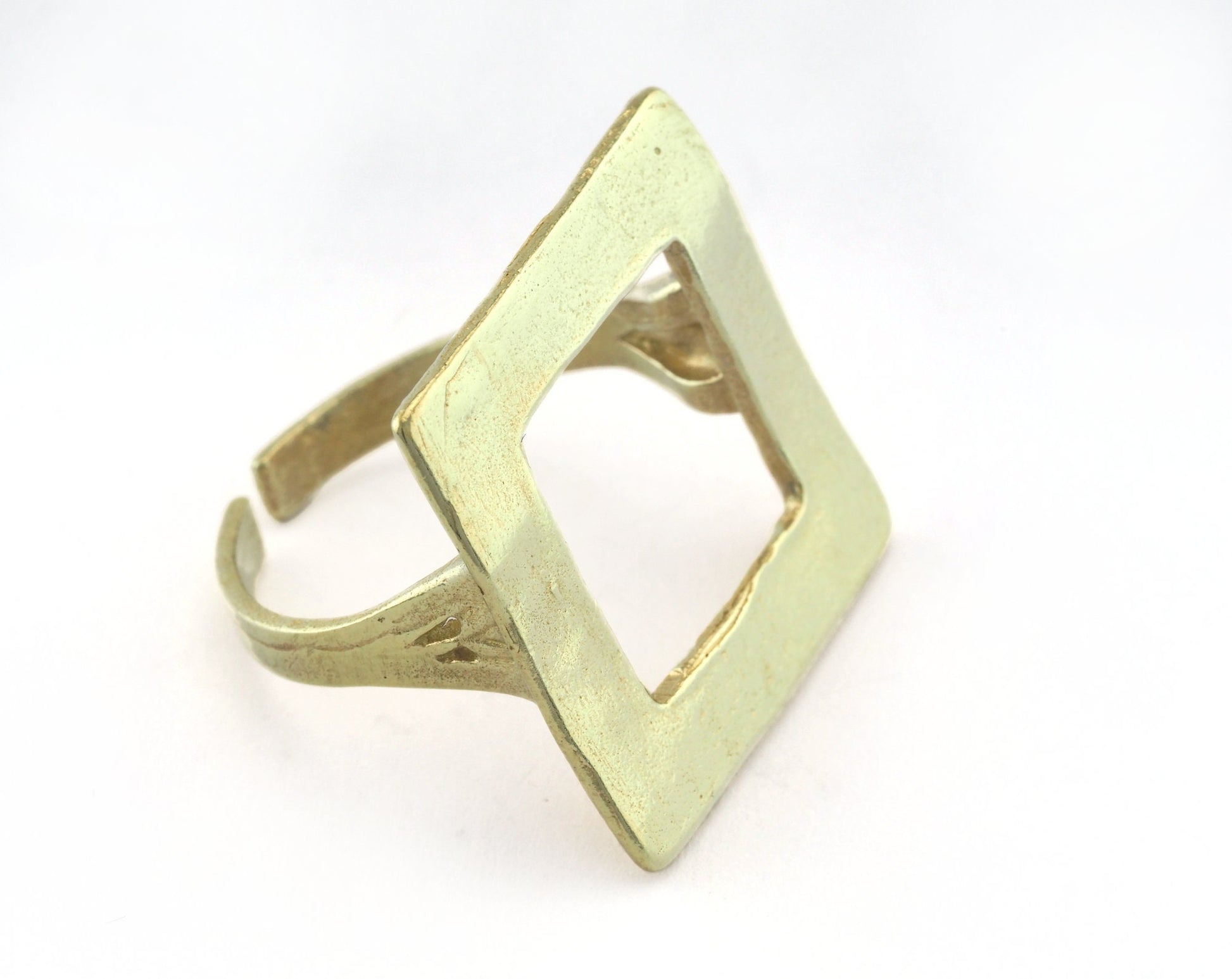 Square Ring Adjustable Raw brass (21mm 11US inner size) OZ3266