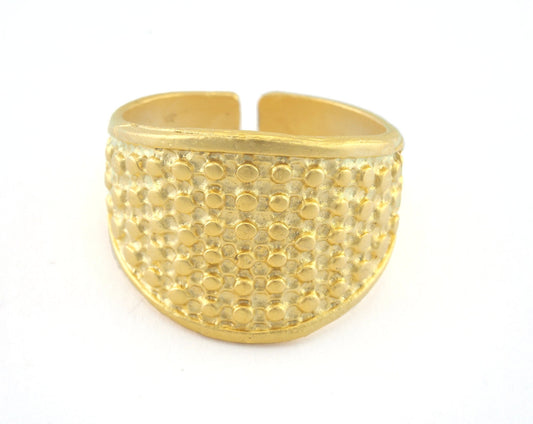 Dotted Ring Adjustable Matte Gold Plated brass (18mm 8US inner size) OZ3274