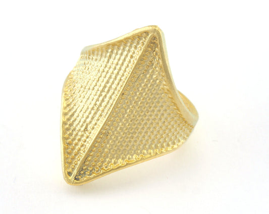 Dotted Ring Adjustable Matte Gold Plated brass (18mm 8US inner size) OZ3276