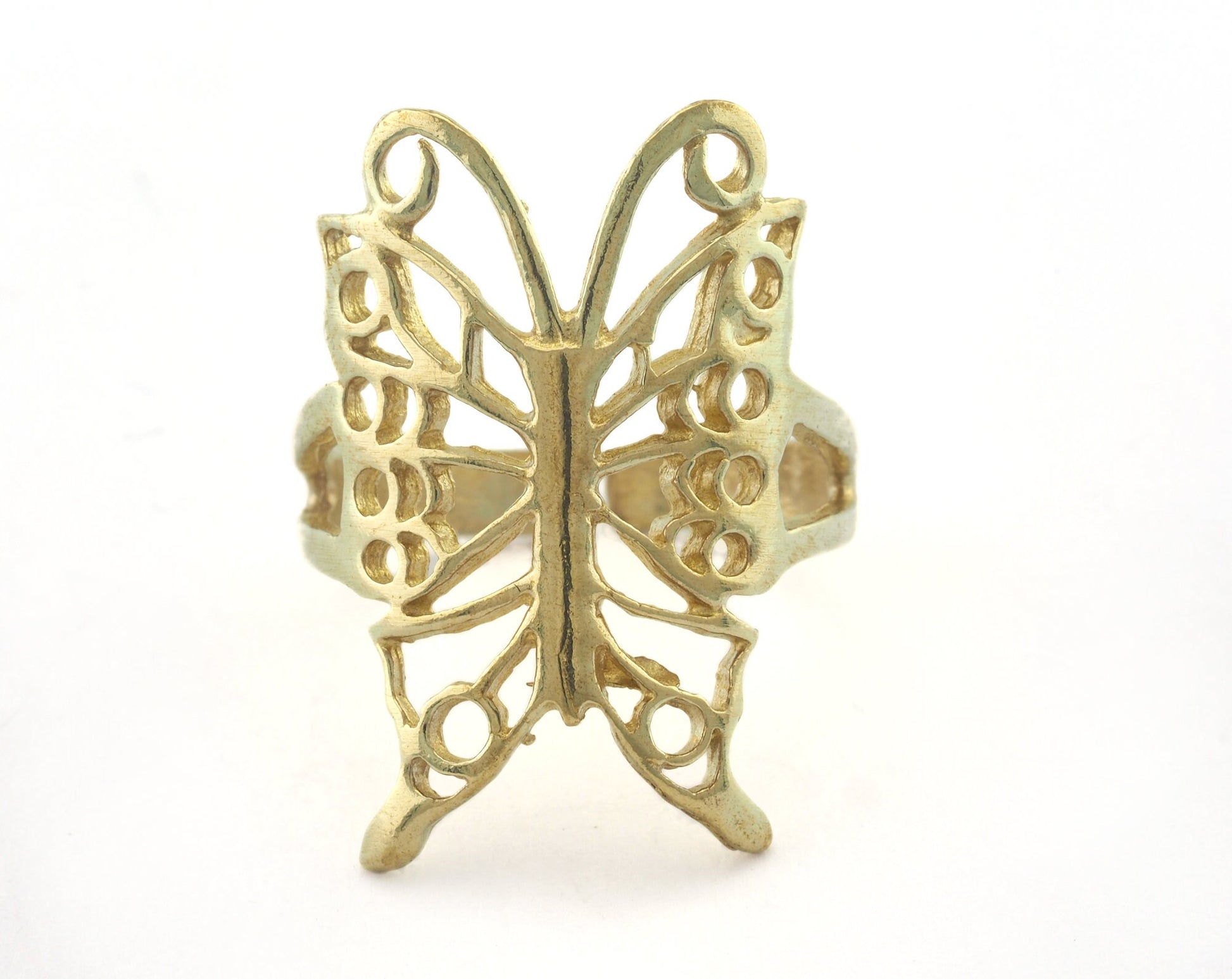 Butterfly Adjustable Ring Raw brass (18mm 8US inner size) OZ3284