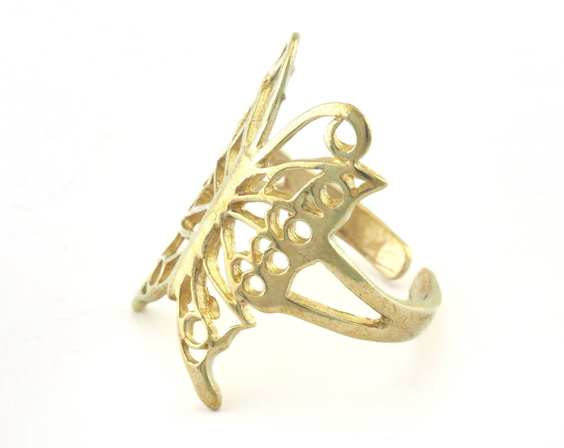 Butterfly Adjustable Ring Raw brass (18mm 8US inner size) OZ3284