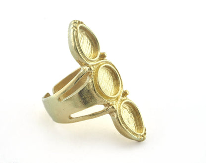 Ring Adjustable Ring Bezel Raw brass (18mm 7.5US inner size - Adjustable ) OZ3289