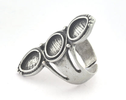 Ring Adjustable Ring Bezel Antique Silver Plated brass (18mm 7.5US inner size - Adjustable ) OZ3289