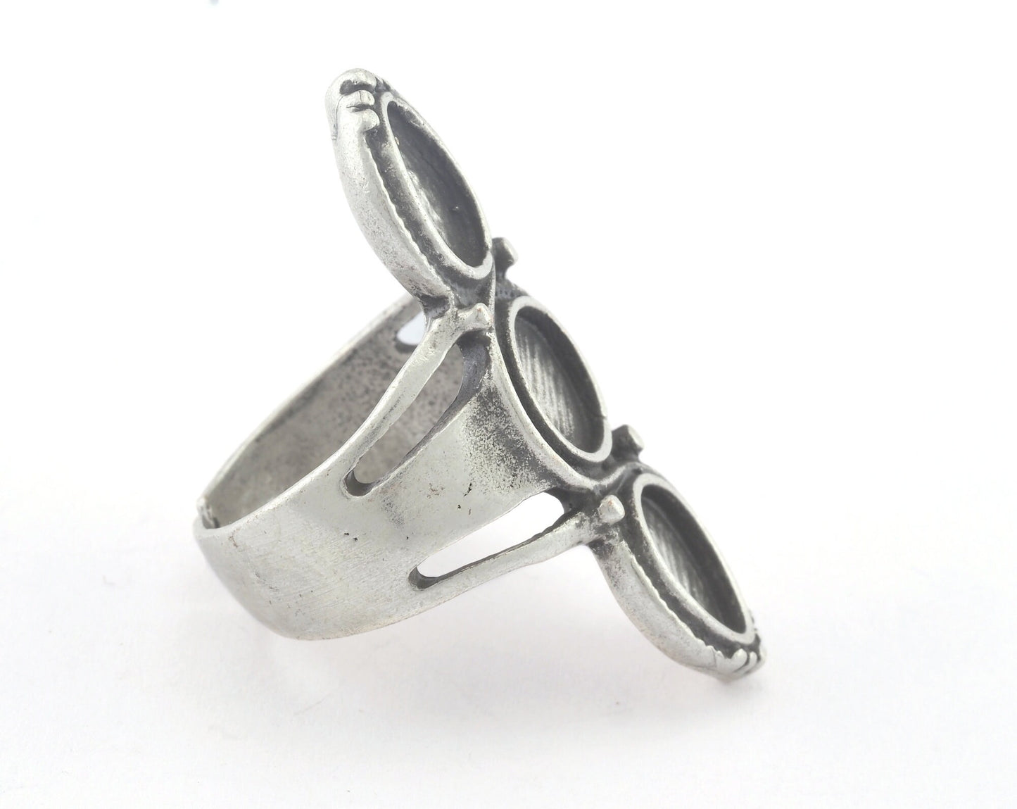 Ring Adjustable Ring Bezel Antique Silver Plated brass (18mm 7.5US inner size - Adjustable ) OZ3289