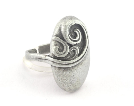 Adjustable Ring Antique Silver Plated brass (16mm 5.5US inner size) OZ3290 ring23