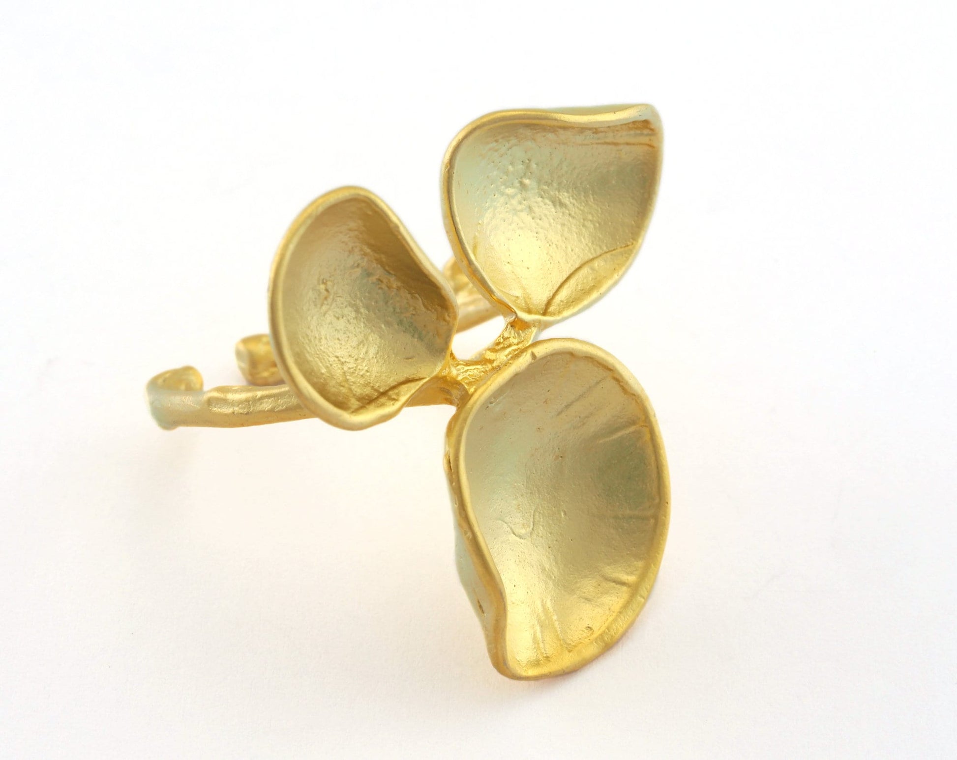 Flower Adjustable Ring Matte Gold Plated Brass (16.5mm 6US inner size) OZ3303