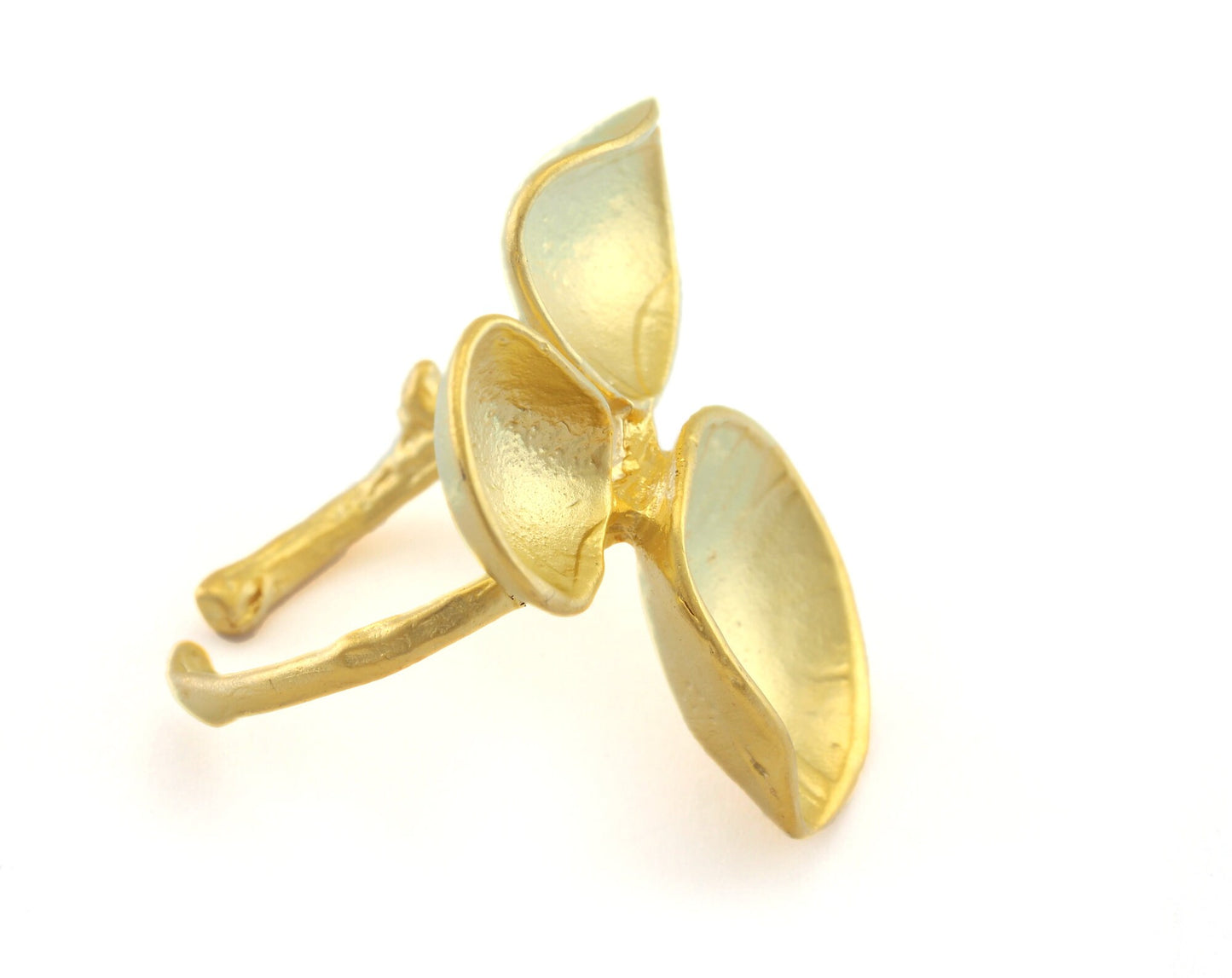 Flower Adjustable Ring Matte Gold Plated Brass (16.5mm 6US inner size) OZ3303