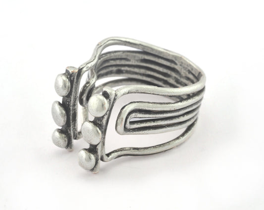 Adjustable Ring Antique Silver Plated Brass (18mm 8US inner size) OZ3304 Ring30