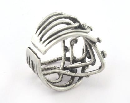 Adjustable Ring Antique Silver Plated Brass (18mm 8US inner size) OZ3306 Ring25