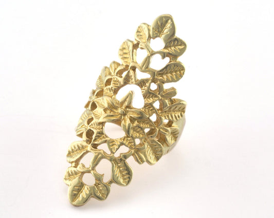 Flowers Ring Adjustable Ring Raw brass (18mm 7.5US inner size) OZ3308 47mm