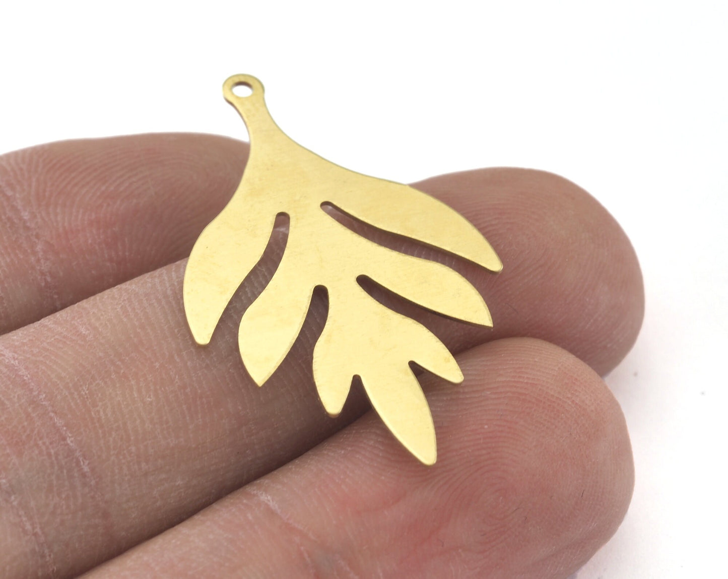 Leaf shape charms 36mm raw brass findings 3320-117