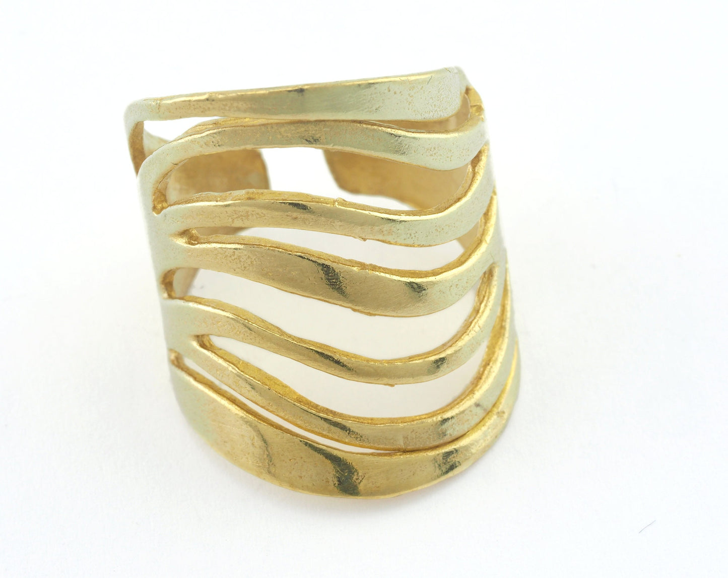 Adjustable Stripes Ring 19mm Raw brass (18mm 8US inner size) OZ3326 ring26