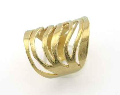 Adjustable Stripes Ring 19mm Raw brass (18mm 8US inner size) OZ3326 ring26