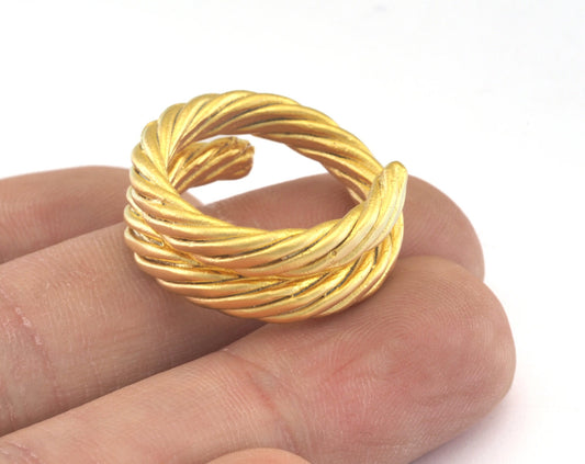 Swirl Adjustable Ring Matte Gold Plated brass (18mm 8US inner size) OZ3144