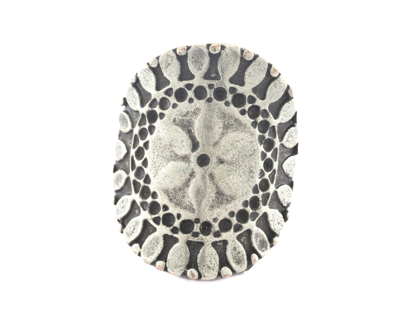 Signet Ring Flower Adjustable Ring Antique Silver brass (18mm 7.5US inner size) OZ2757