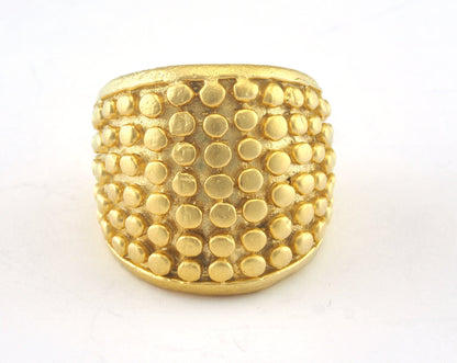 Dotted Ring Adjustable Matte Gold Plated brass (17mm 7US inner size) OZ3146