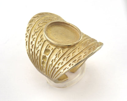 Ring Adjustable Ring Bezel Raw brass (16.5mm 6US inner size - Adjustable ) OZ3344