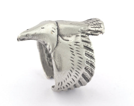 Eagle Adjustable Ring Antique Silver Plated Brass (19mm 8.5US inner size) OZ3345