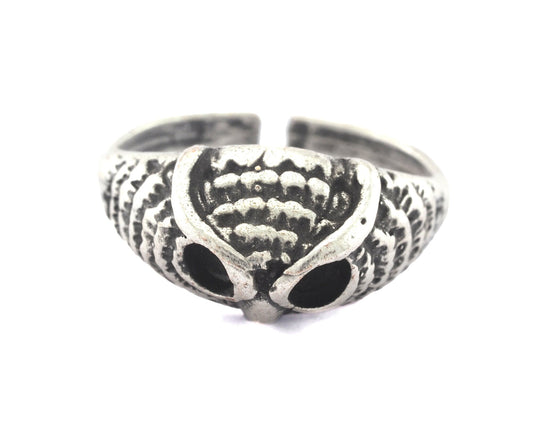 Ring Owl Adjustable Ring Bezel - Antique Silver Plated brass (17mm 7US inner size - Adjustable ) OZ2848