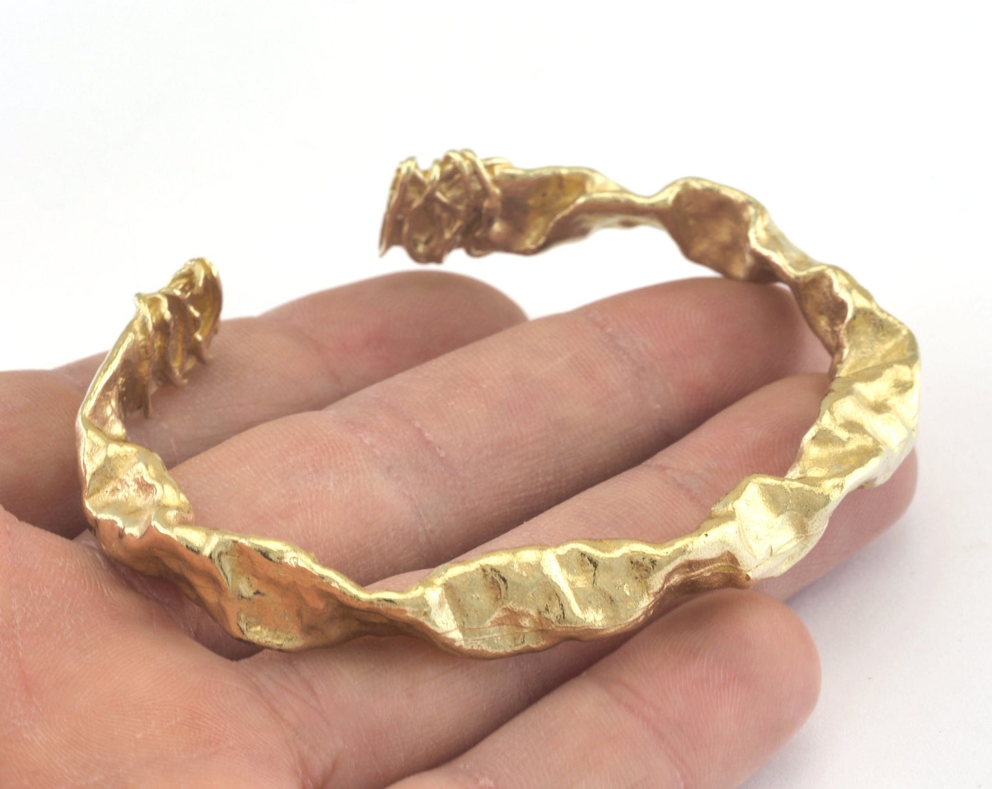 Organic Bracelet Adjustable Raw Brass (64mm inner size - Adjustable ) OZ3149