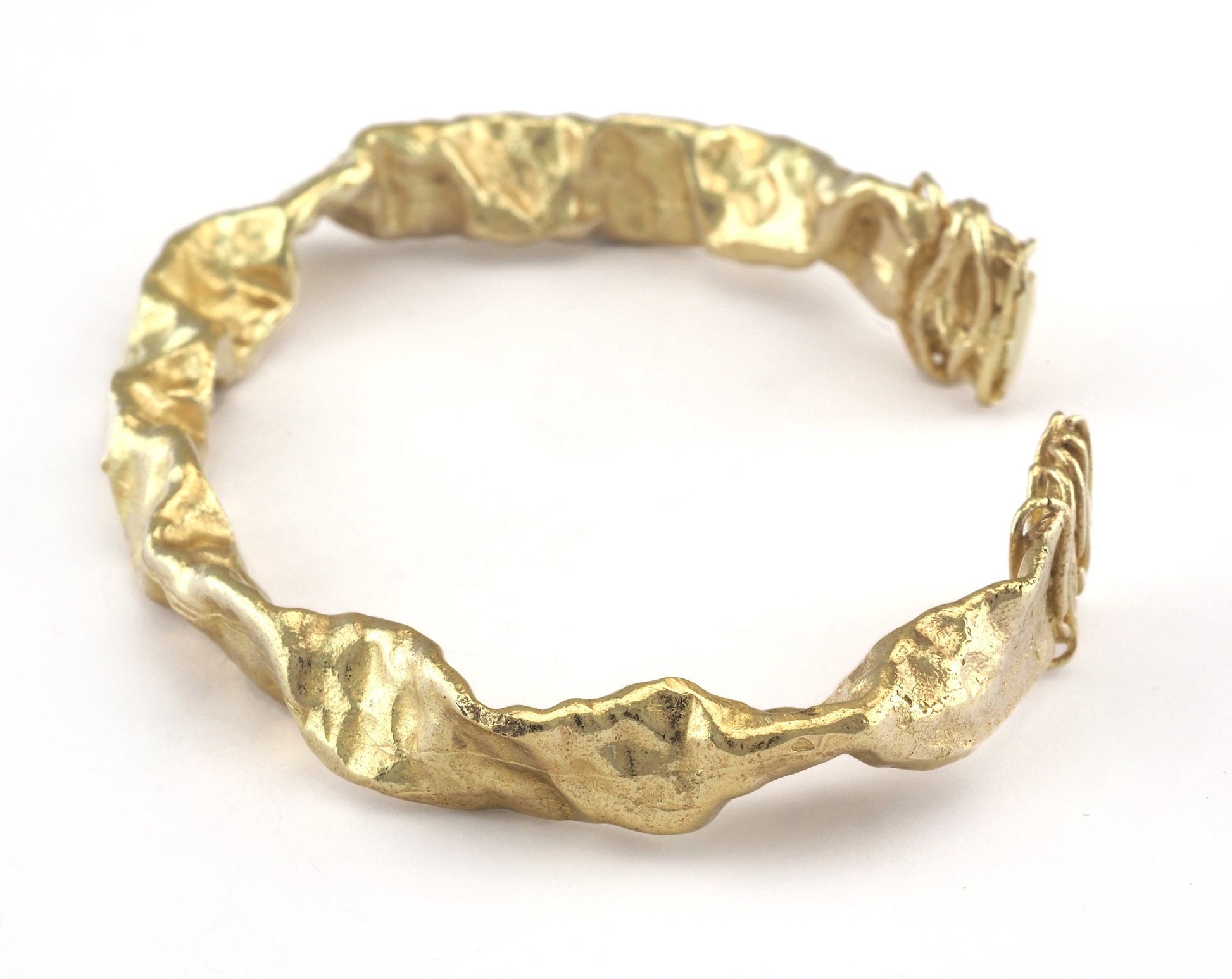 Organic Bracelet Adjustable Raw Brass (64mm inner size - Adjustable ) OZ3149