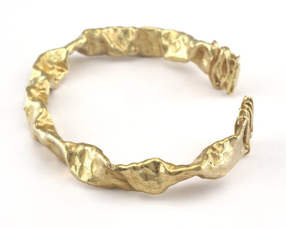 Organic Bracelet Adjustable Raw Brass (64mm inner size - Adjustable ) OZ3149