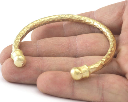 Hammered Bracelet Raw Brass (64mm inner size - Adjustable ) OZ3894