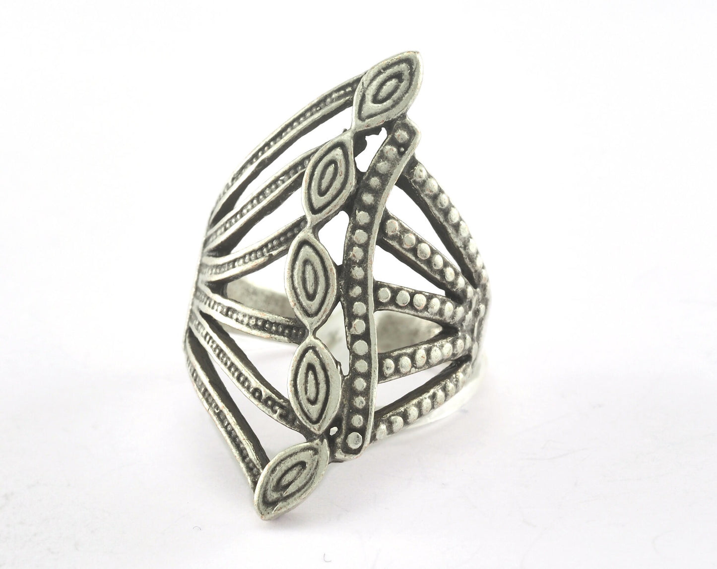 Adjustable Ring Antique Silver Plated brass (18.5mm 8.5US inner size ) OZ3356 34mm
