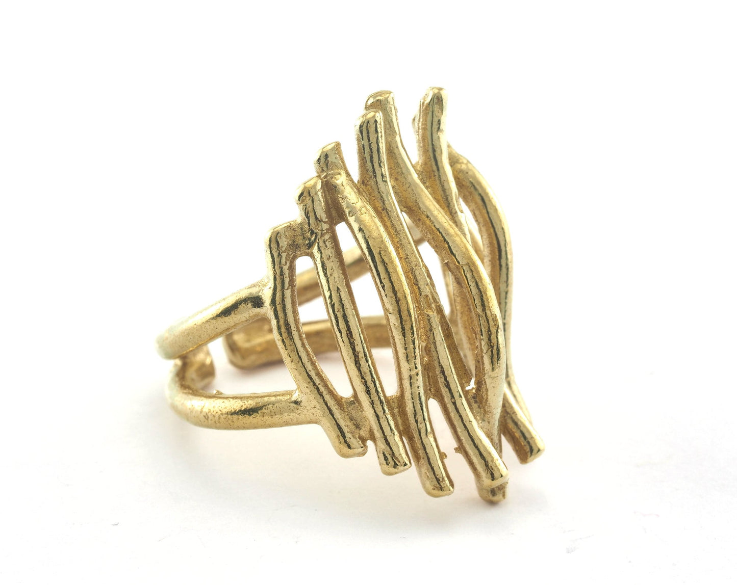 Branches Ring Adjustable Raw Brass 28mm (19mm 9US inner size) OZ3353