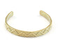 Cuff Bracelet Wave textured Adjustable Raw Brass (60mm inner size - Adjustable ) with hole OZ3161