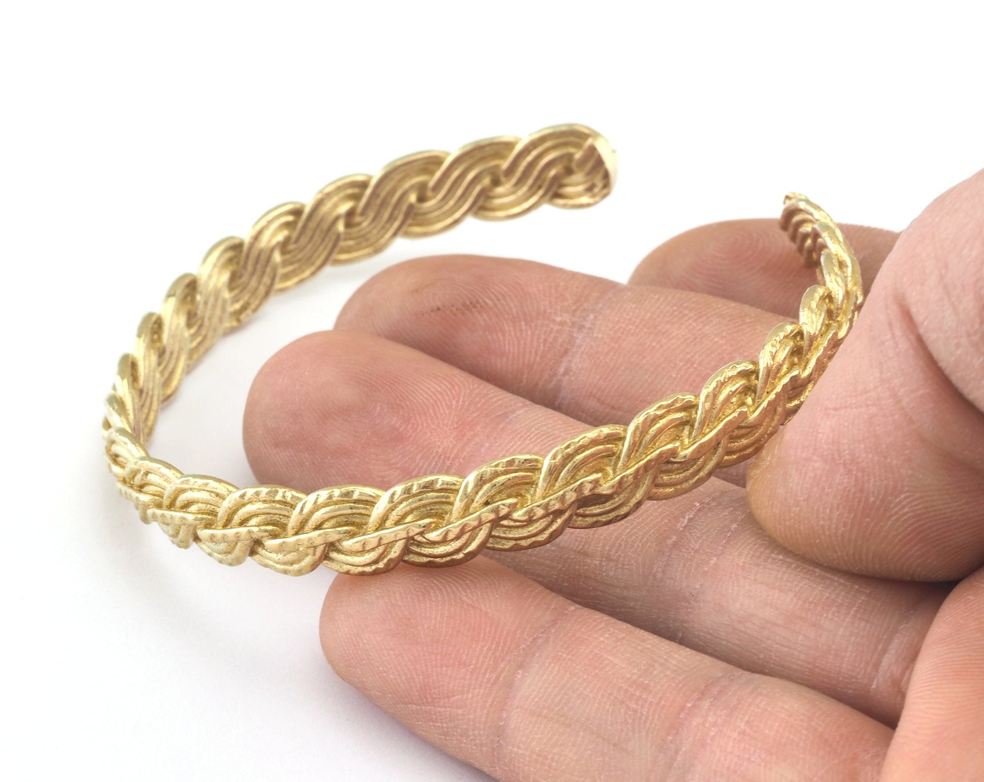 Cuff Bracelet Swirl Raw Brass (61mm inner size - Adjustable ) OZ2964