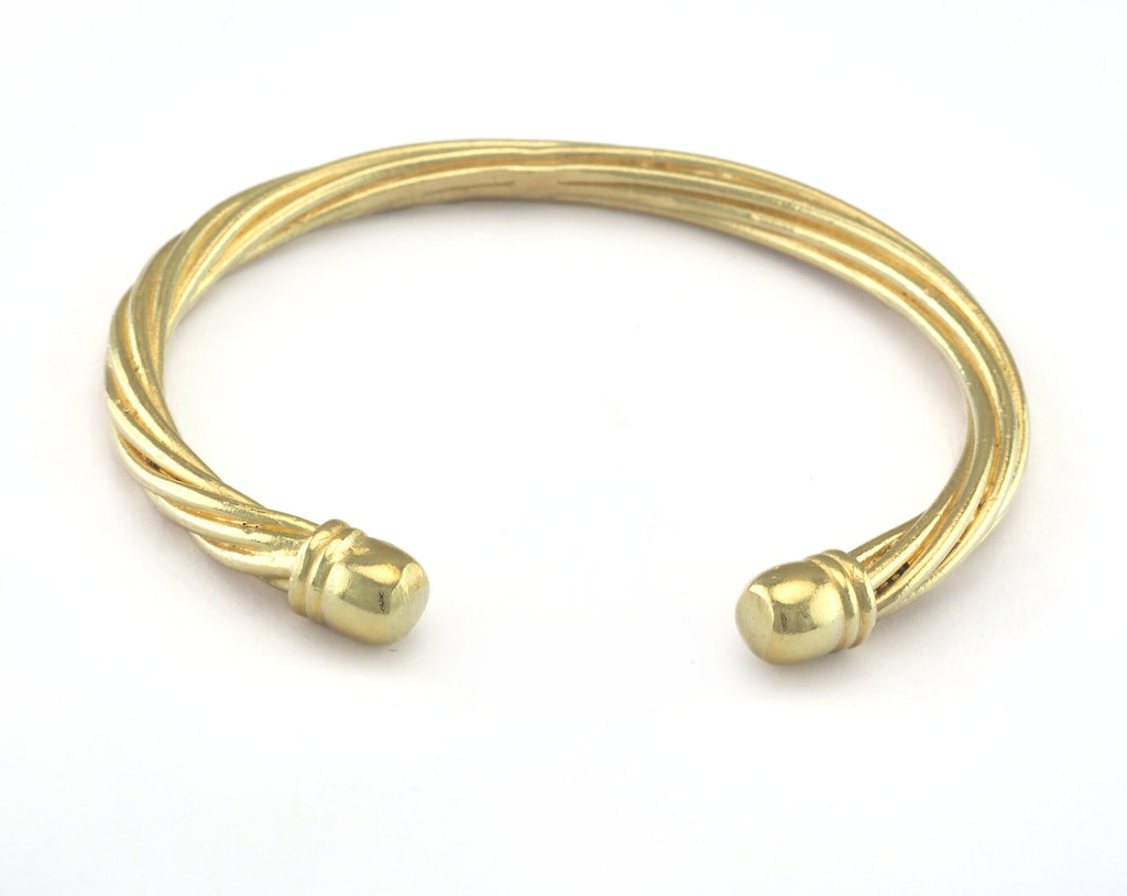 Cuff Bracelet Swirl Raw Brass (60mm inner size - Adjustable ) OZ3168