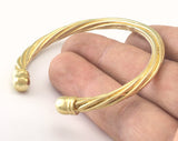 Cuff Bracelet Swirl Raw Brass (60mm inner size - Adjustable ) OZ3168