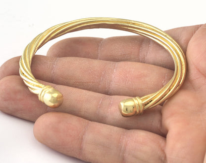 Cuff Bracelet Swirl Raw Brass (60mm inner size - Adjustable ) OZ3168