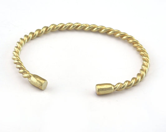 Cuff Bracelet Swirl Adjustable Raw Brass (65mm inner size - Adjustable ) OZ3173